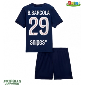 Paris Saint-Germain Bradley Barcola #29 Hemmaställ Barn 2025-26 Kortärmad (+ Korta byxor)